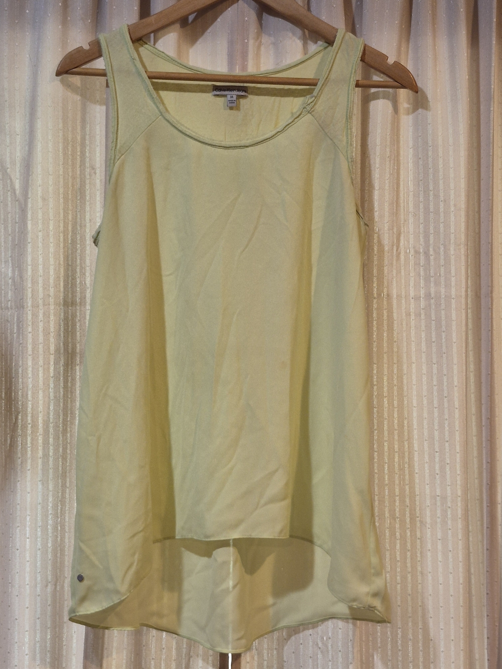 Calvin Klein Jeans Lime Yellow Pleated Back Tank Top Medium M